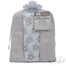 Soft Touch Super Soft Muslin Squares Three Pack Grey