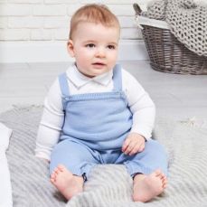 Dandelion Knitted Dusky Blue Dungaree With Vest A3006B