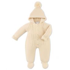 Dandelion Knitted Hooded Pramsuit Taupe A4290