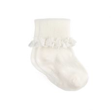 The Little Sock Company Frilly Non-Slip Stay On Socks Pearl White