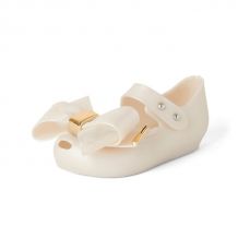 Melia Roxy Gold Trim Bow Jelly Shoes White