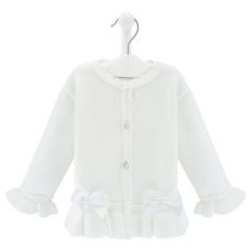 Dandelion Girls Satin Bow Cardigan White A4860