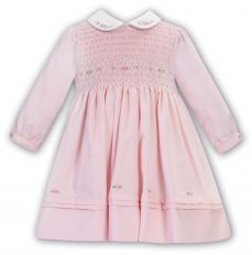 Sarah Louise Winter Pink Spot Dress With Smocking 013052