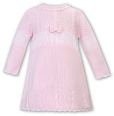 Dani By Sarah Louise Winter Knitted Dress Pink And White D09667