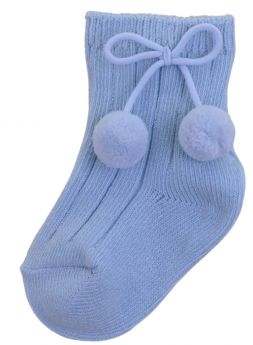 Pex Blue Pompom Ankle Sock