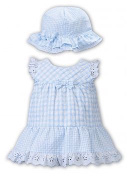 Dani by Sarah Louise Summer Gingham Blue Dress And Hat D09503