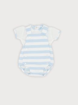 Sardon Spanish Summer Boys Bubble Dungaree Set White With Pale Blue Stripe 25CB-529