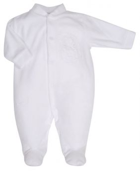 Dandelion Prem Mouse In A Teacup Velour Sleepsuit White AV1202