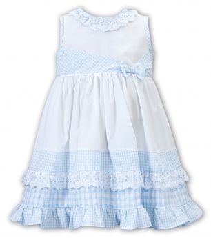 Dani by Sarah Louise Summer White And Pale Blue Dress D09505