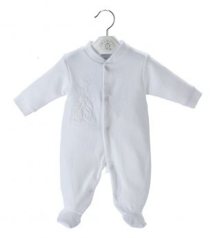 Dandelion Rabbit & Star Ribbed Sleepsuit White AV20355