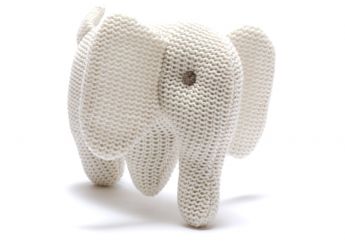 Best Years Knitted Organic Elephant Rattle White