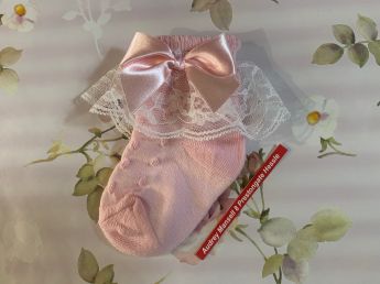 Pex Tina Pink Frilly Bow Ankle Sock