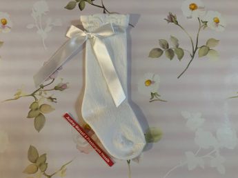 Pex Ivory Bow Knee High Socks