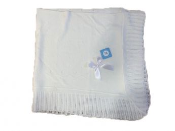 Sardon Spanish Knitted Blanket With Bow White 021AM-850