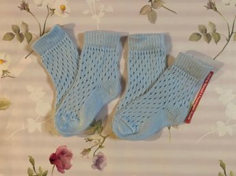 Pex Dotty 2 Pair Pack Holey Ankle Socks Pale Blue