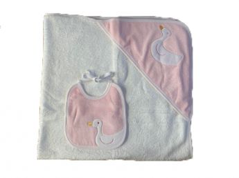 Sardon Pale Pink Duck Towel And Bib Set 22HA-455