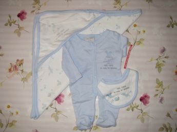 Tiny Baby Prem Three Piece Set Sky Blue