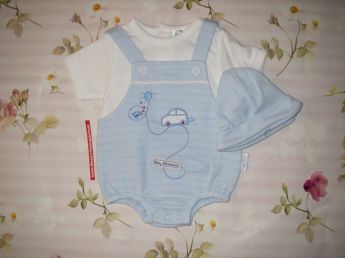 Tiny Chick Prem Summer Bubble Dungaree Set Sky Blue