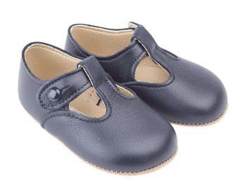 Early days Navy Classic T-bar Pram Shoe Alex