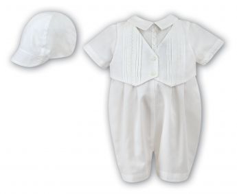 Sarah Louise Boys Summer Christening Romper And Hat 002210S