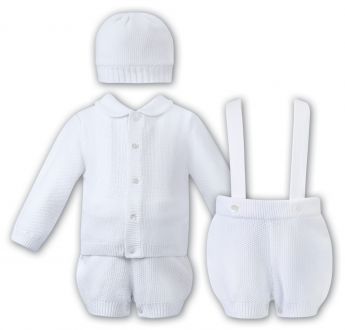 Dani By Sarah Louise Winter Boys Knitted Three Piece Set White D09554