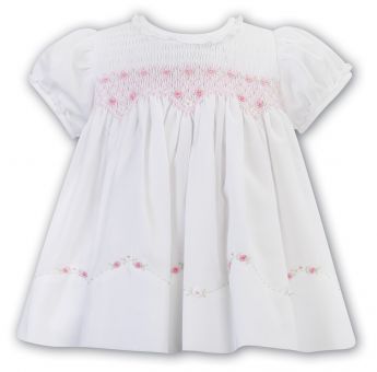Sarah Louise Summer White Smocked Dress With Daisy Embroidery 012585