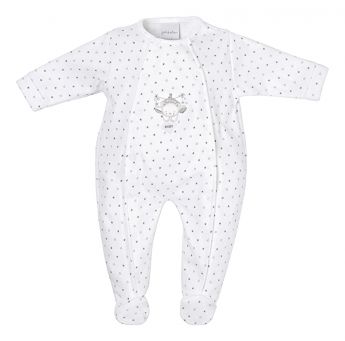 Dandelion Prem Tiny Baby Bear Star Print Onesie White AV1870