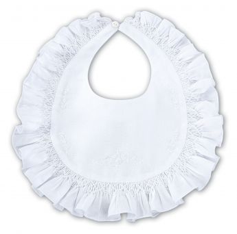 Sarah Louise Bib White With White Embroidery 003307