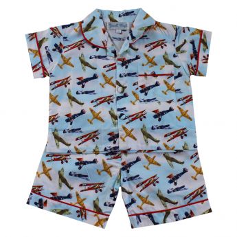 Powell Craft Vintage Plane Shorts And Top Pyjama Set