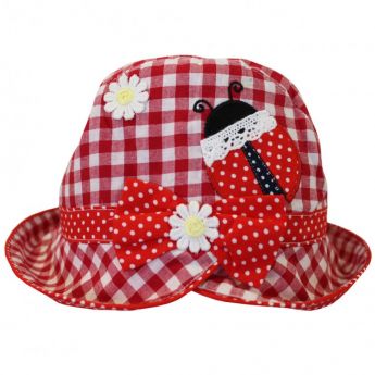 Powell Craft Red Gingham Ladybird Hat
