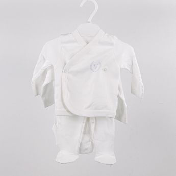 Visara Ivory And Baby Blue Four Piece Layette Set