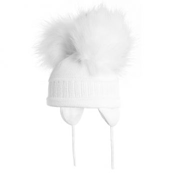 Stila Double Big Pom-pom Hat Tindra White