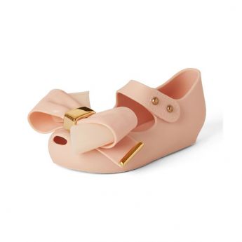 Melia Roxy Gold Trim Bow Jelly Shoes Pink