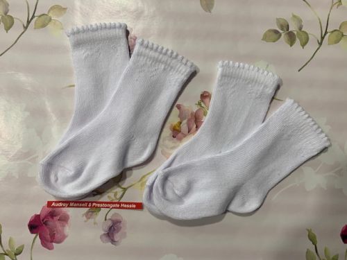 Pex Cuddles 2 Pack Cotton Rich Socks White: Baby/3-6 months