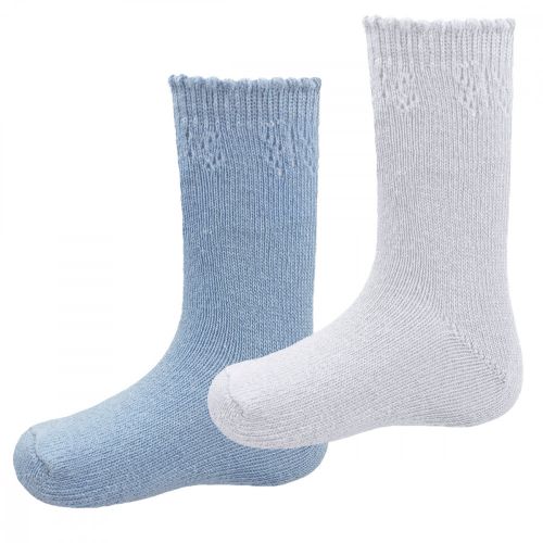 Pex Cuddles 2 Pack Cotton Rich Socks Blue & White: 3-5.5/12-24 months