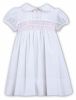 Sarah Louise Heritage Collection Summer Smocked Dress With Collar White With Pink C6001