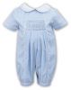 Sarah Louise Boys Summer Romper Pale Blue With Smocking 3000